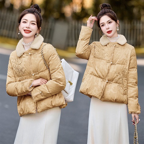 New Color Winter New Chinese Style Buckle Embroidered Jacquard down Jacket for Women