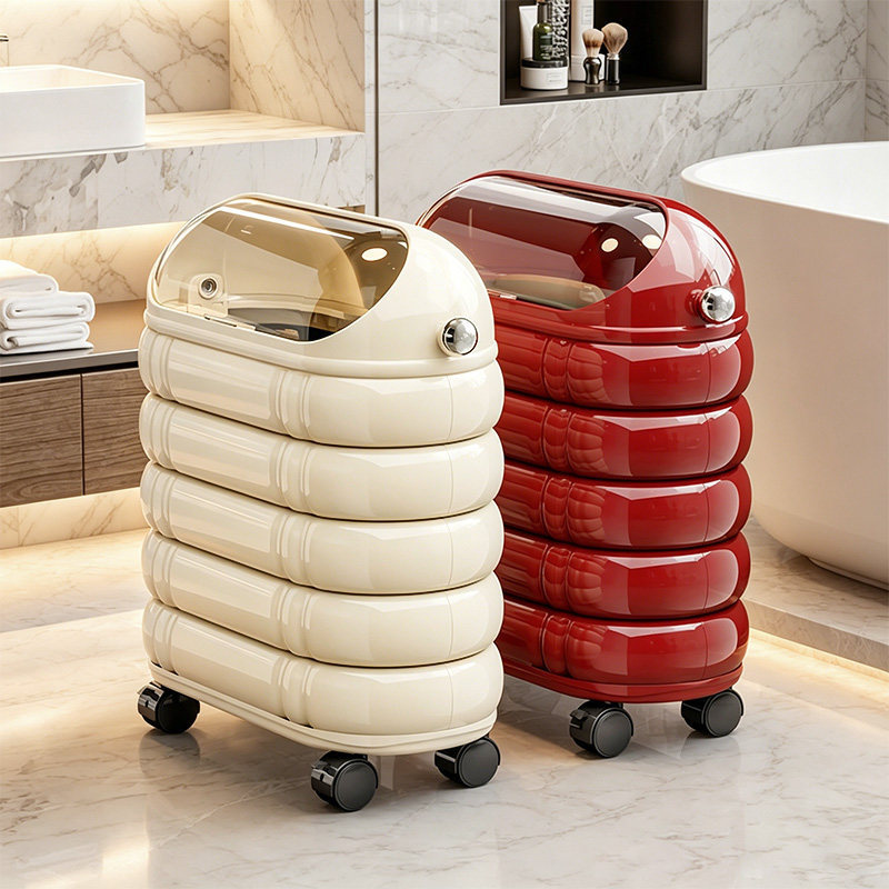 Trash Can for Home Use, 2026 New Model with Lid, Dual Compartments Inside and Outside, Suitable for Narrow Spaces, Large Capacity, for Living Room and Bathroom