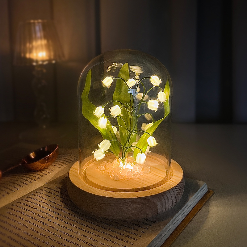 Lily of the valley night light decoration handmade diy material package decorative glass pastoral bedroom ornaments birthday gift