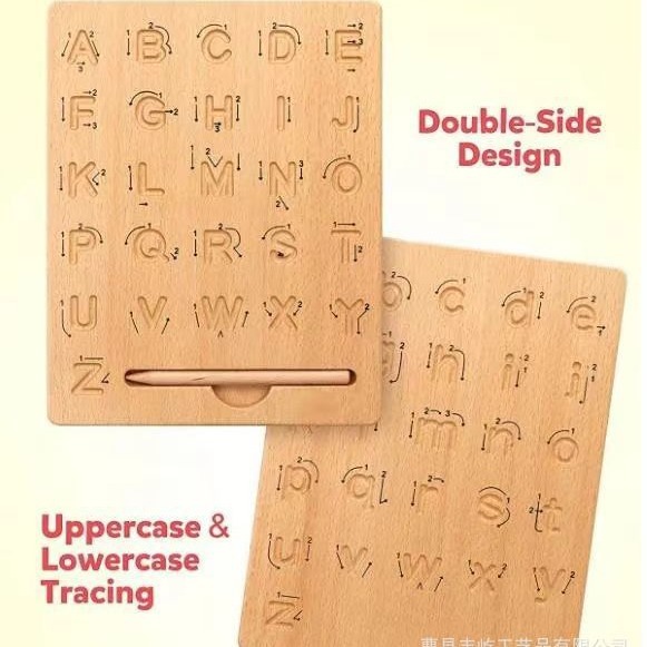 木质儿童数字书写运笔板宝宝学前早教控笔玩具双面木制描写板