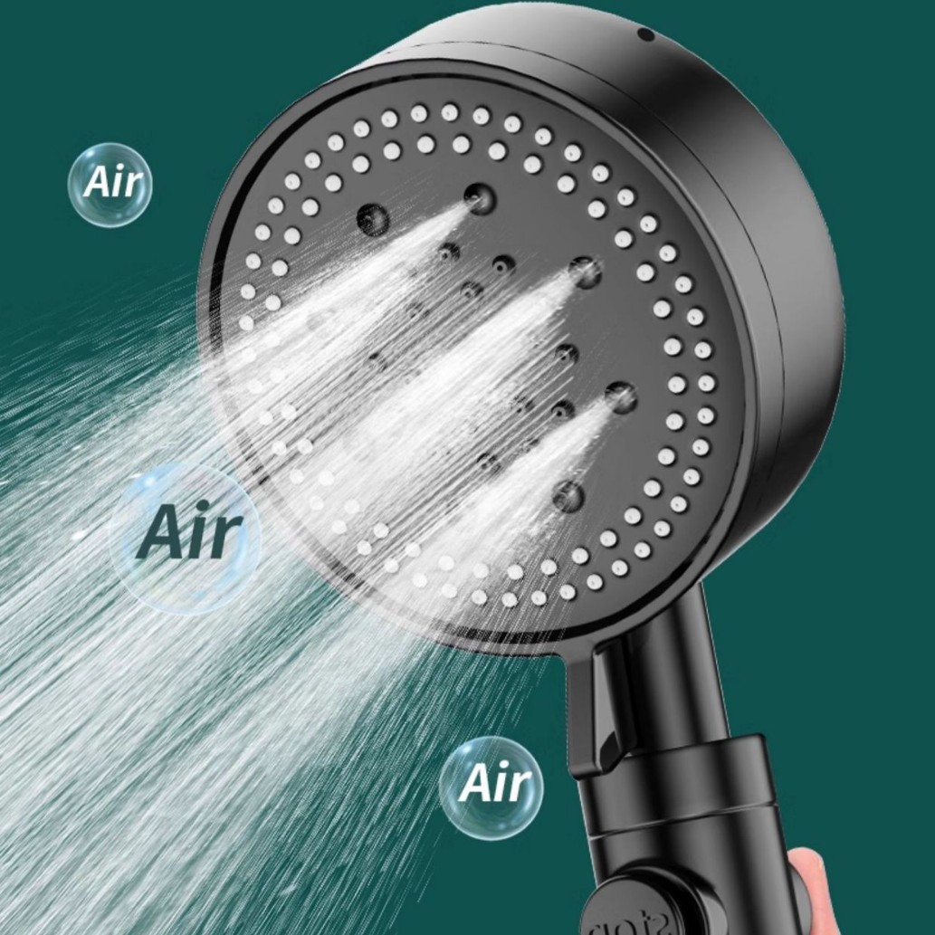 Black Pressurized Shower Head Five-Speed Adjustable Shower Head Bathroom Shower Bath Heater Pressurized Rain Shower Head Set