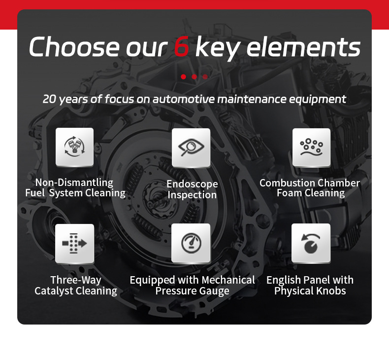 Car Fuel System Carbon Deposit Three-in-One Cleaning Machine for Catalytic Converter, Engine Maintenance Tool Without Disassembly