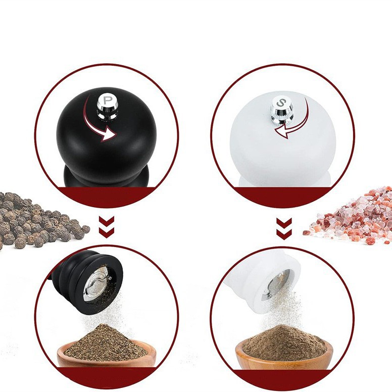 Molinillo de pimienta de madera blanco y negro molinillo de pimienta amoladora de núcleo de cerámica cocina condimento botella