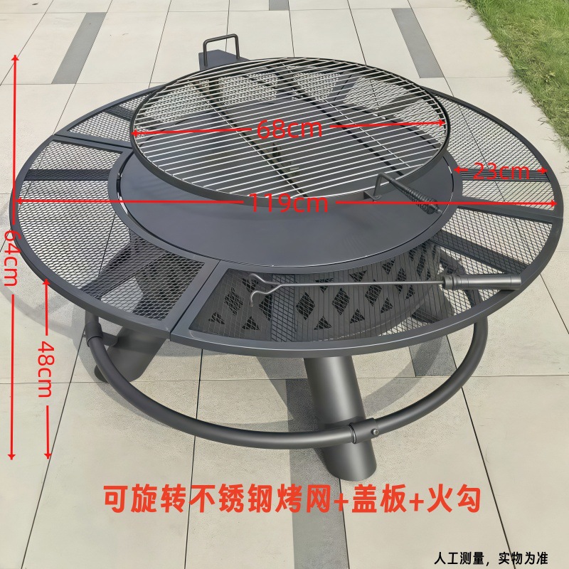 El patio puede girar la parrilla de barbacoa de elevación de doble capa, la estufa de carbón redonda, el horno de té, la fiesta de la hoguera