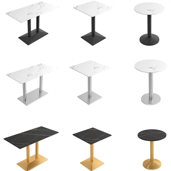 Light Luxury Slate Small Round Table for Milk Tea and Dessert Shops, Cafes, Snack Areas, Hotel Dining, and Bars