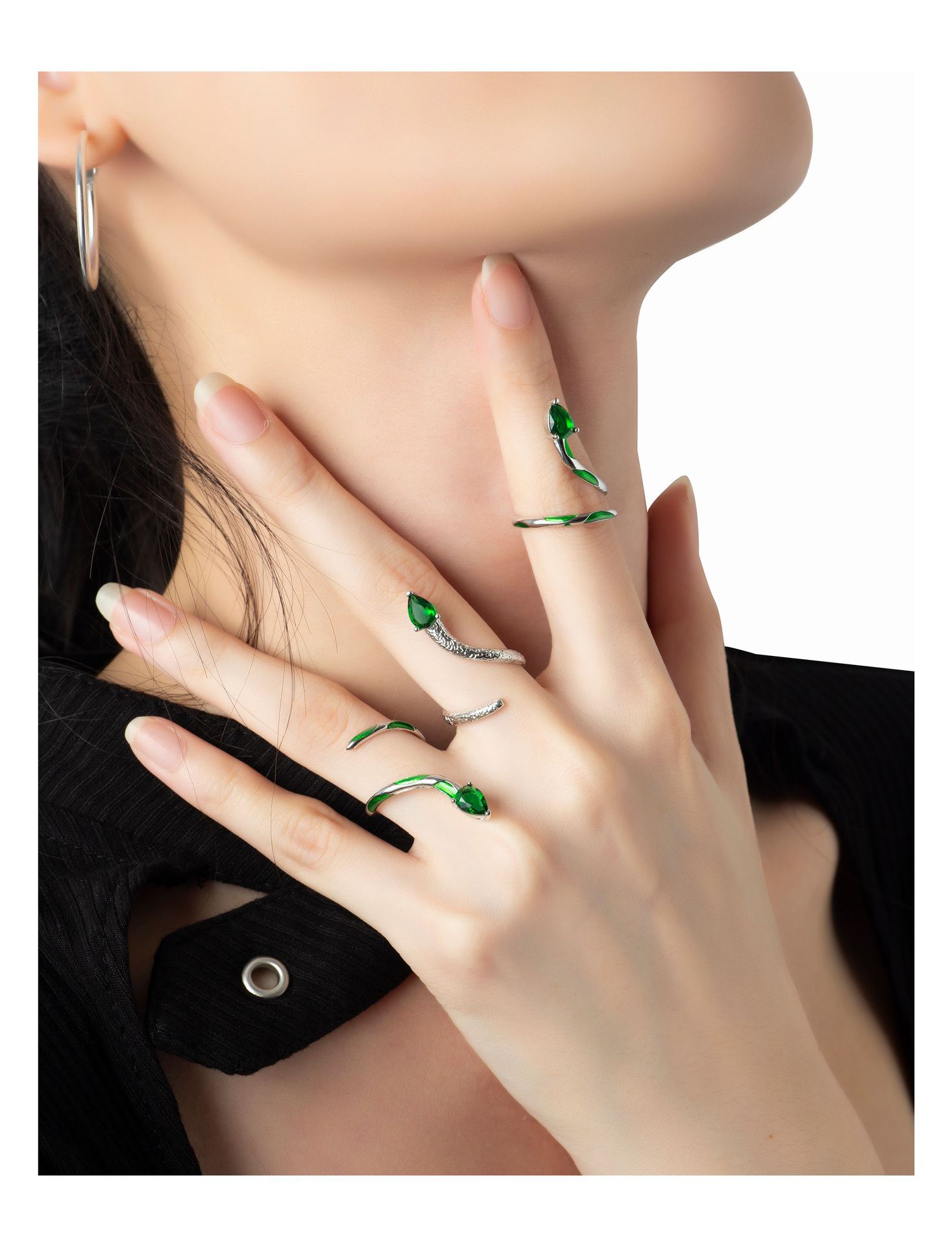 Fashion Snake Copper Plating Artificial Gemstones Open Ring 1 Piece