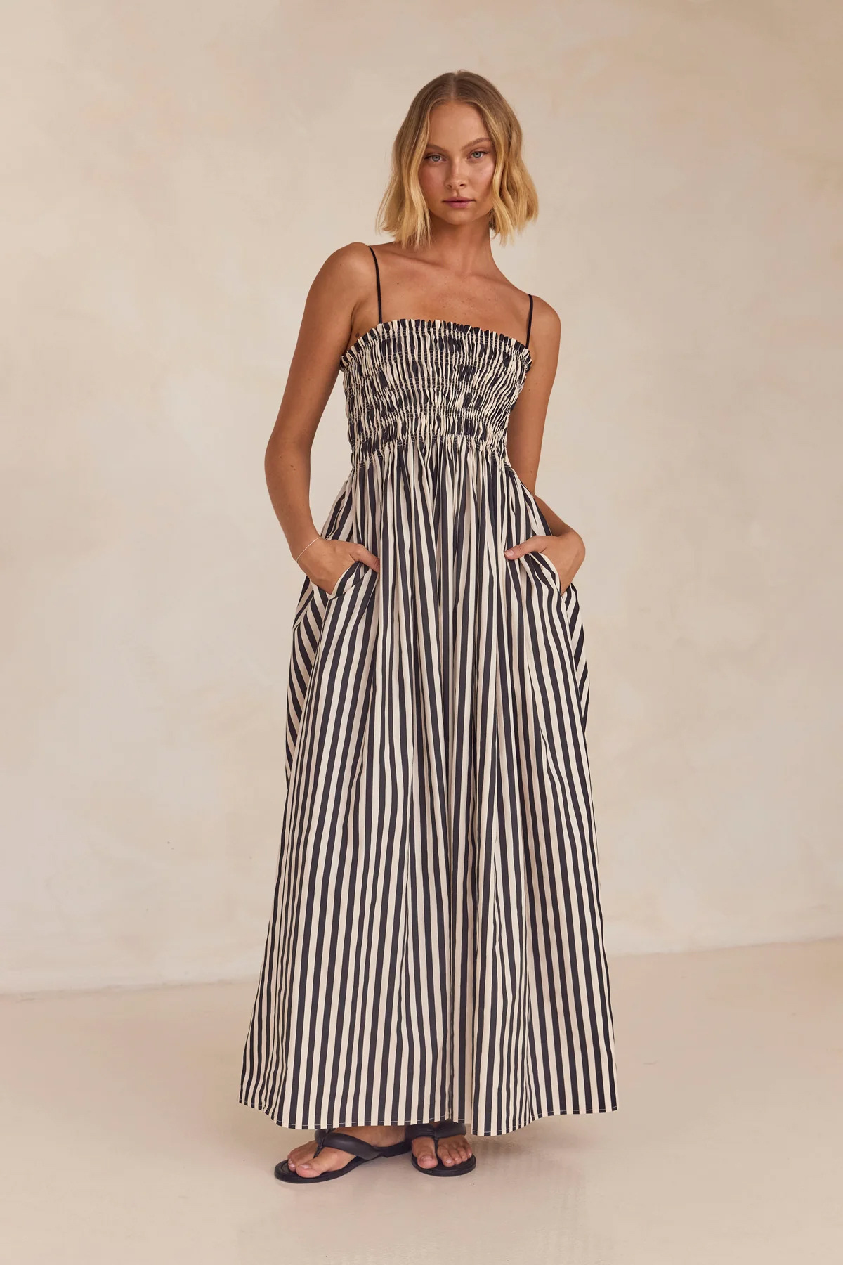 Women's Strap Dress Streetwear Strap Printing Sleeveless Stripe Midi Dress Holiday Daily display picture 5