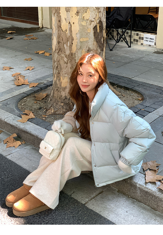 95白鸭绒网红短款羽绒服女冬季2025新款小个子超厚泡芙面包服爆款|undefined
