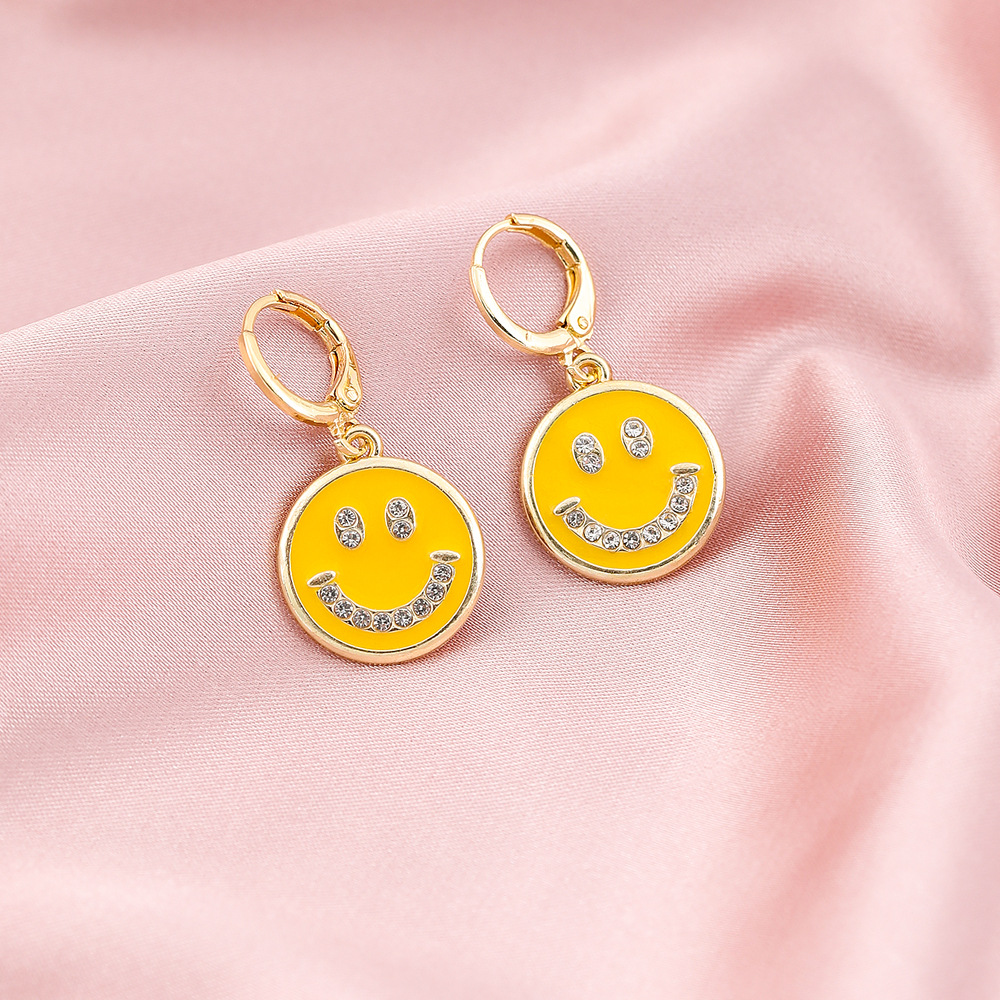 Fashion Creative New Multi-color Dripping Smiley Face Alloy Earrings display picture 4