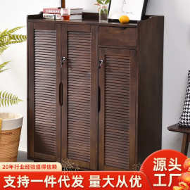 家逸带锁鞋柜家用门口走廊透气楼梯门外柜室外楼道带轮可移动实木
