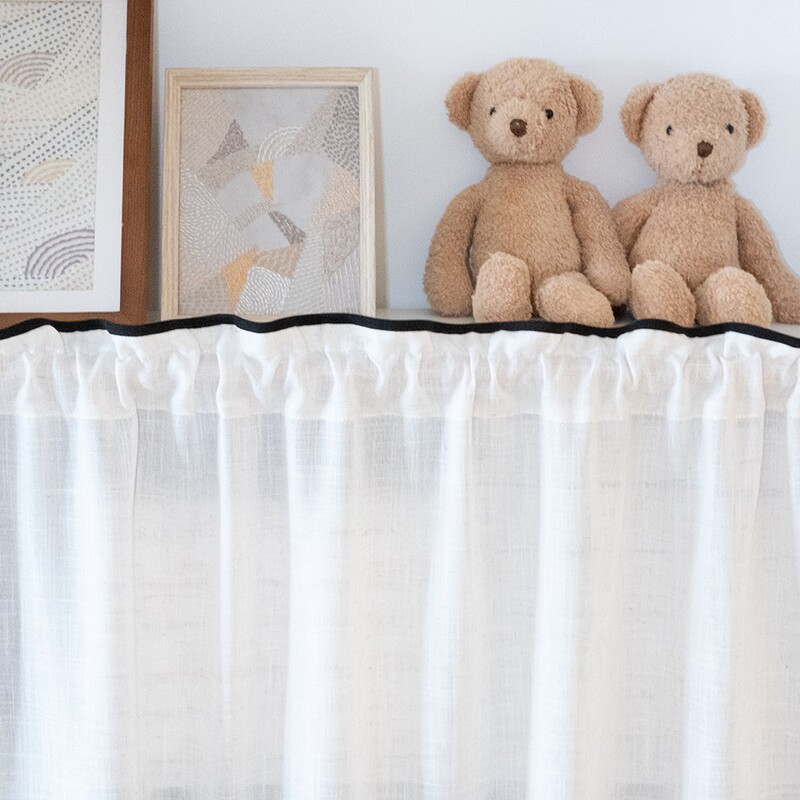 Hegaly Vintage Simple Linen Thick Gauze Cabinet Curtain Small Window Curtain No-Drill Installation Door Curtain Light-Transmitting