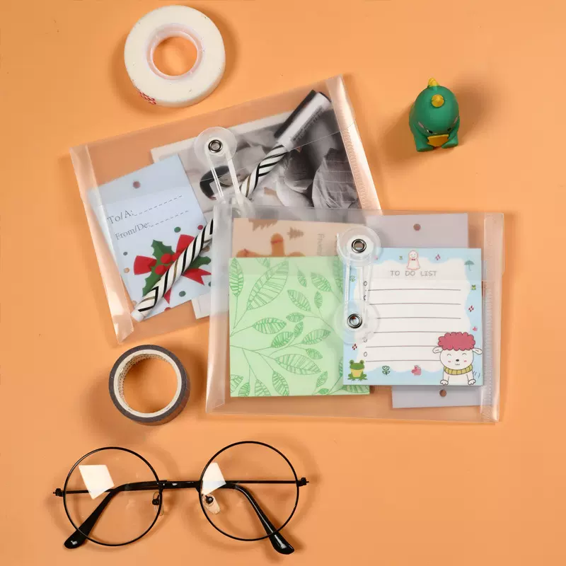 定制绕绳文件袋票据手账贴纸收纳袋透明防水PP绕线资料袋印刷logo