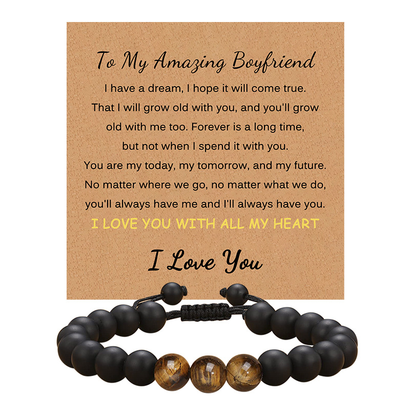 36g Weight Bracelets Classification 1 Piece Quantity Simple Style Geometric Rope Tiger Eye Men'S Bracelets Men Beaded Bracelets