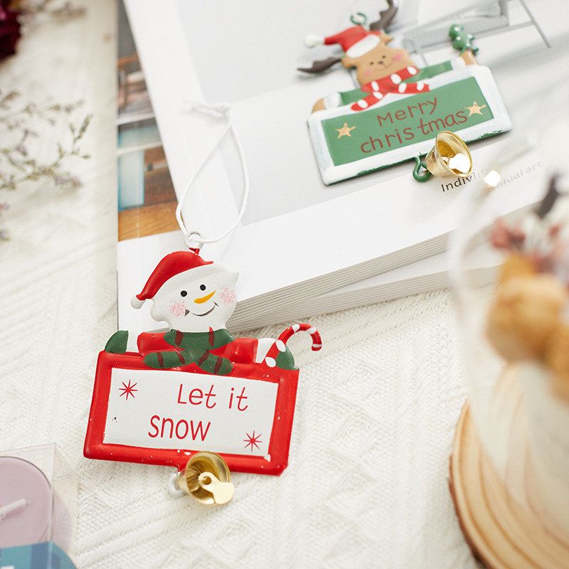 Nuevos productos transfronterizos Navidad hierro forjado viejo hombre de nieve alce colgante Feliz Navidad pequeña placa decoración del árbol de Navidad colgante