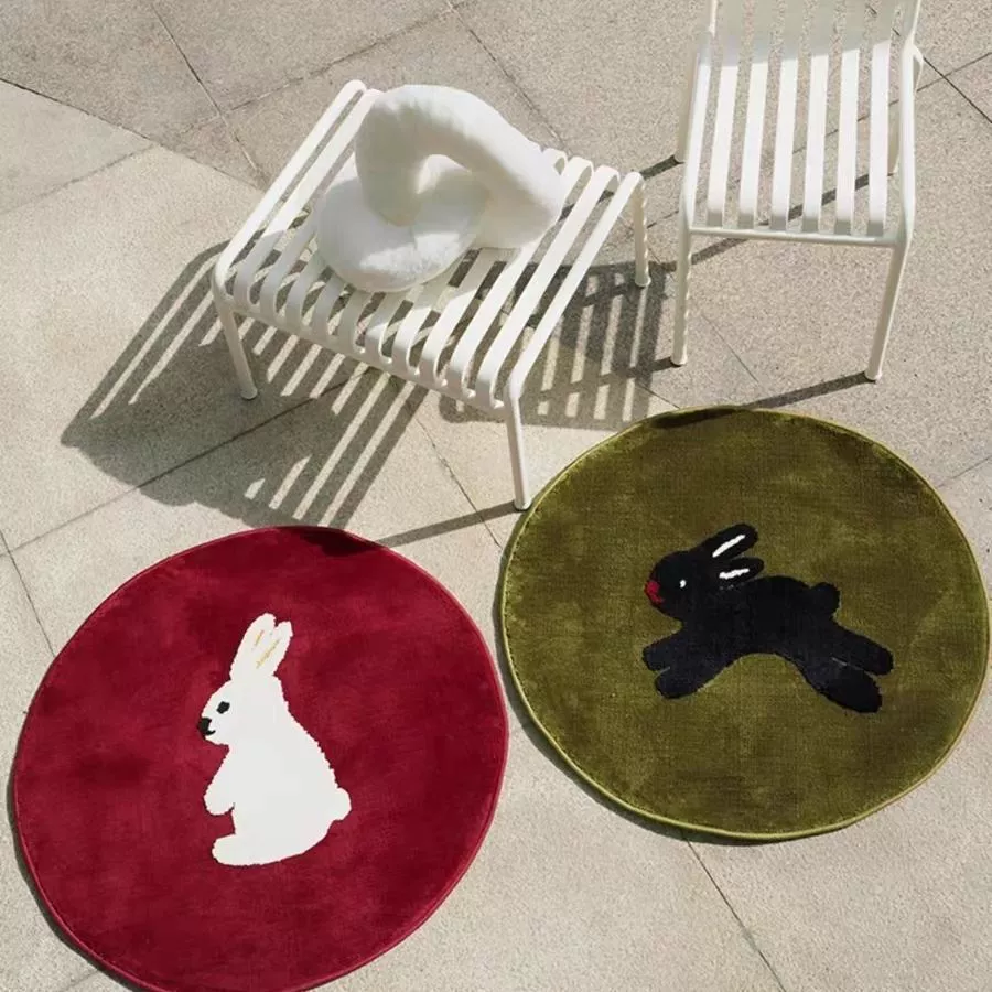 Симпатичные одеяла на кровати оригинальный дизайн скандинавский стиль детская комната ковер круглый кролик гостиная ковер день рождения красный