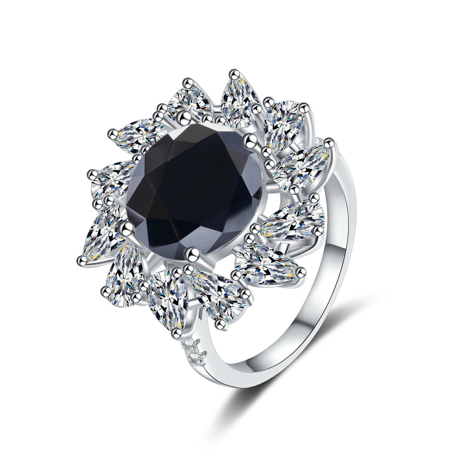 S925 anillo de diamante de color de plata esterlina, anillo de diamante en forma de pera de 5 quilates, anillo de mujer elegante y lujoso