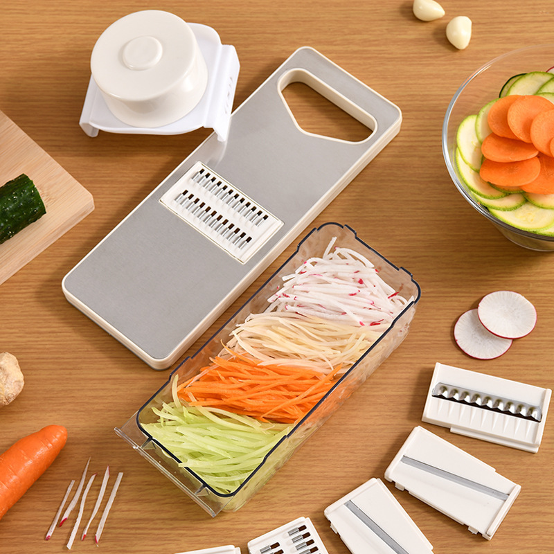 家庭用ステンレス鋼野菜カッターキッチン多機能野菜とジャガイモおろし器ハンドガード付き滑り止めハンドルおろし器|undefined