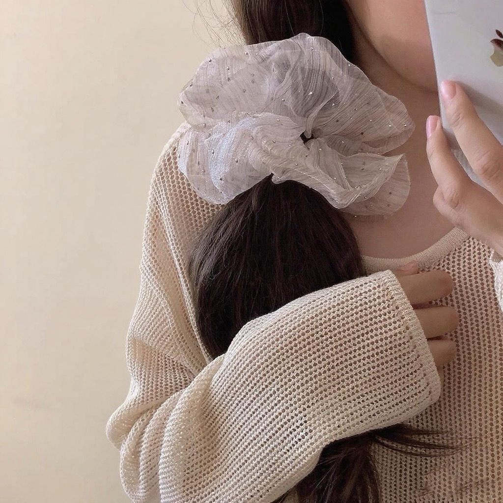 Gypsophila Scrunchie Mit Funkelnden Strasssteinen Haarband_voghion.com