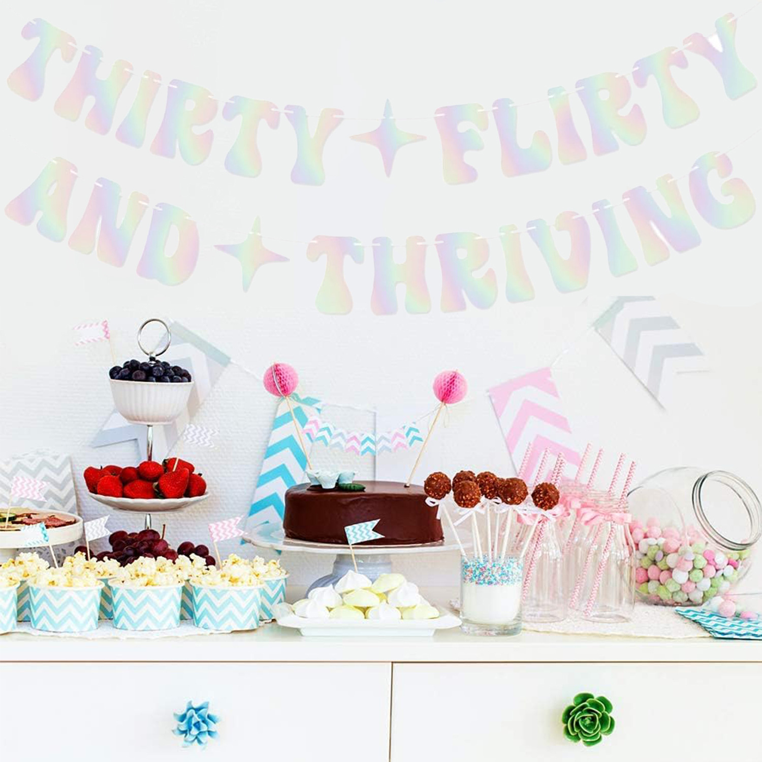 In My Thirties Era Papel de cebollas doradas Bandera Rosa Decoración de fiesta de cumpleaños de 30 años Banner de fotos