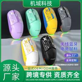 跨境QH210透明静音鼠标联名款无线充电双模RGB人体工学蓝牙鼠标