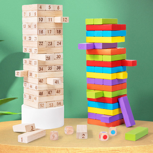 Children's wooden stacking high balance puzzle Jenga wooden cauldron bottom pumping building block balance board game toy
