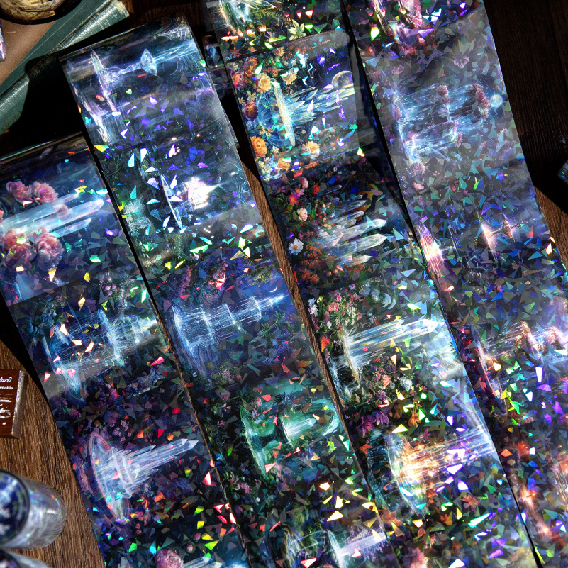 Yan JiChang cinta adhesiva de ciclo mágica serie de cuentos de hadas material forestal pegatinas de película flash pegatinas de base retro cinta adhesiva de contabilidad manual