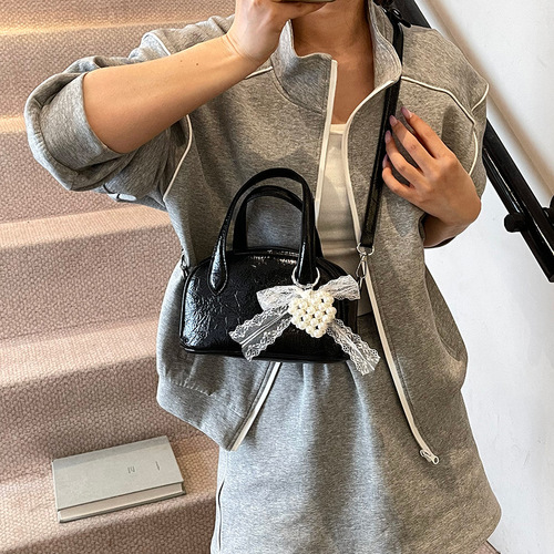 Cherry Blossom Summer Oceanic Aromatics Purple Shoulder Bag for Women 2025 Fashion Bowling Bag Instagram Compatible Crossbody Bag