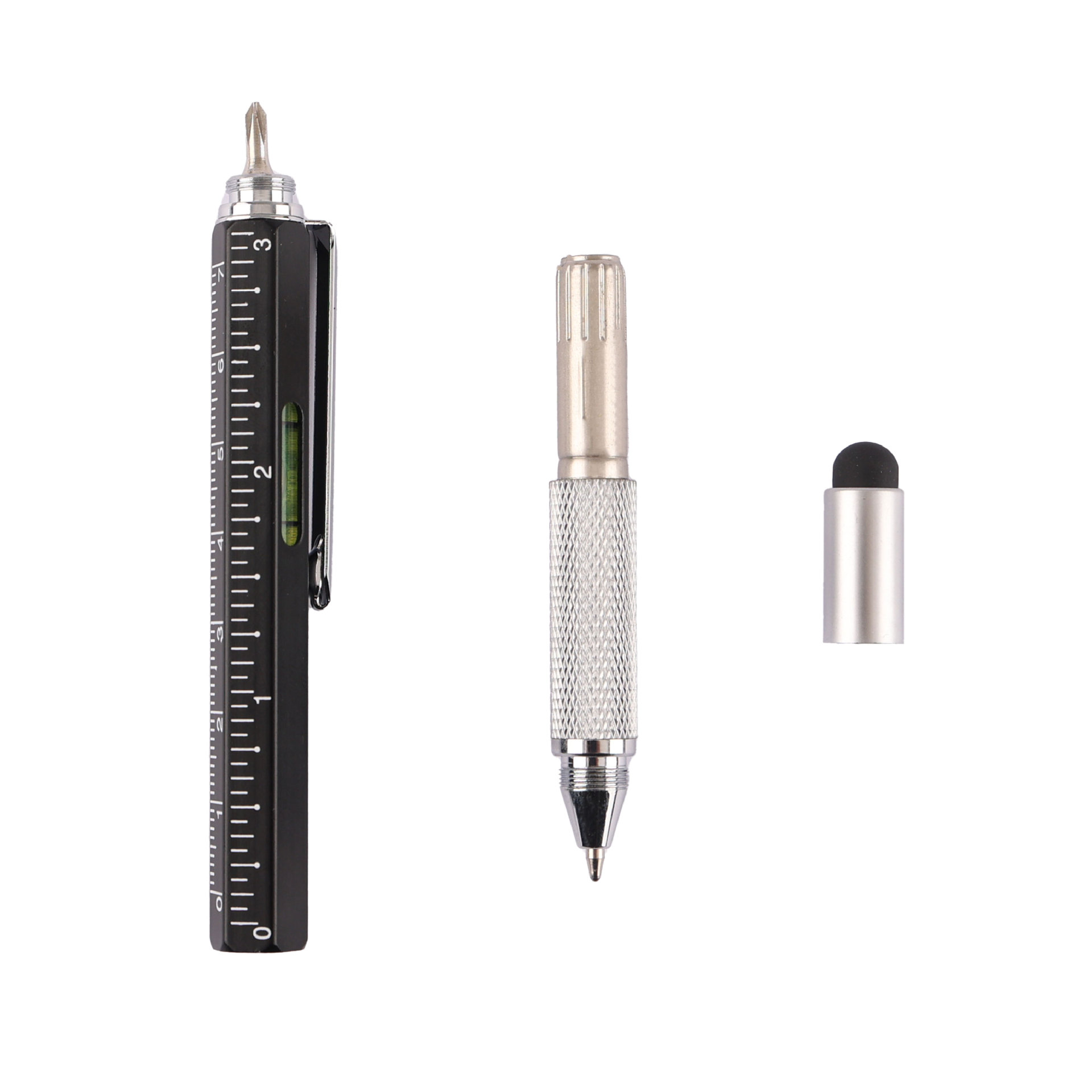 Fábrica al por mayor bolígrafo multifunción pluma herramienta pluma seis en uno pluma de metal pantalla táctil pluma medidor de nivel se puede utilizar como logotipo