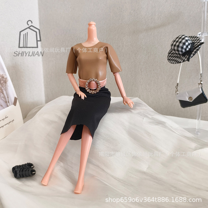 Amazon 11-Inch 30cm Barbie Doll High-End Leather Dress Princess Fashion Baby Clothes Set Cross-Border Export