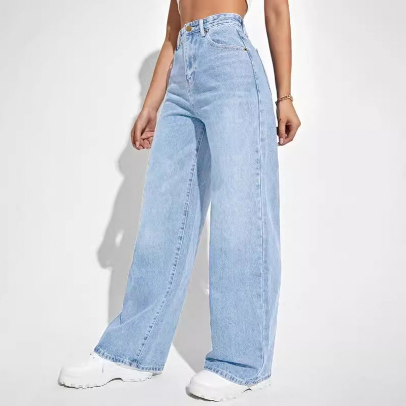 Neue europäische und amerikanische Damenjeans-Mode 2025: High Waist Slim Straight Denim, lange, bodenlange Jeans – Verkaufsschlager!_voghion.com