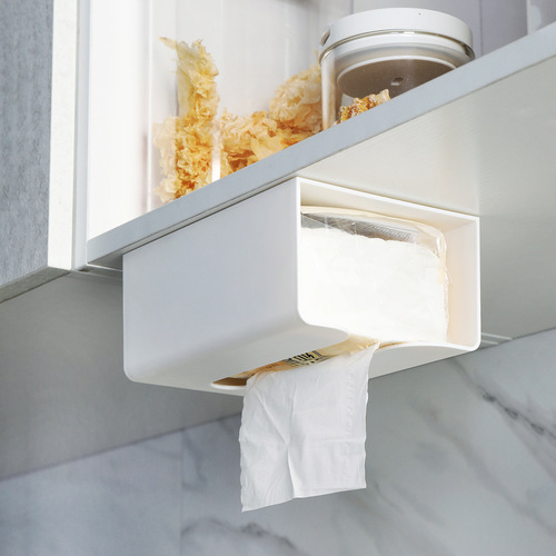 Wall-mounted tissue box, creative tissue box, living room, home bathroom, paper towel box, punch-free toilet paper paper towel holder