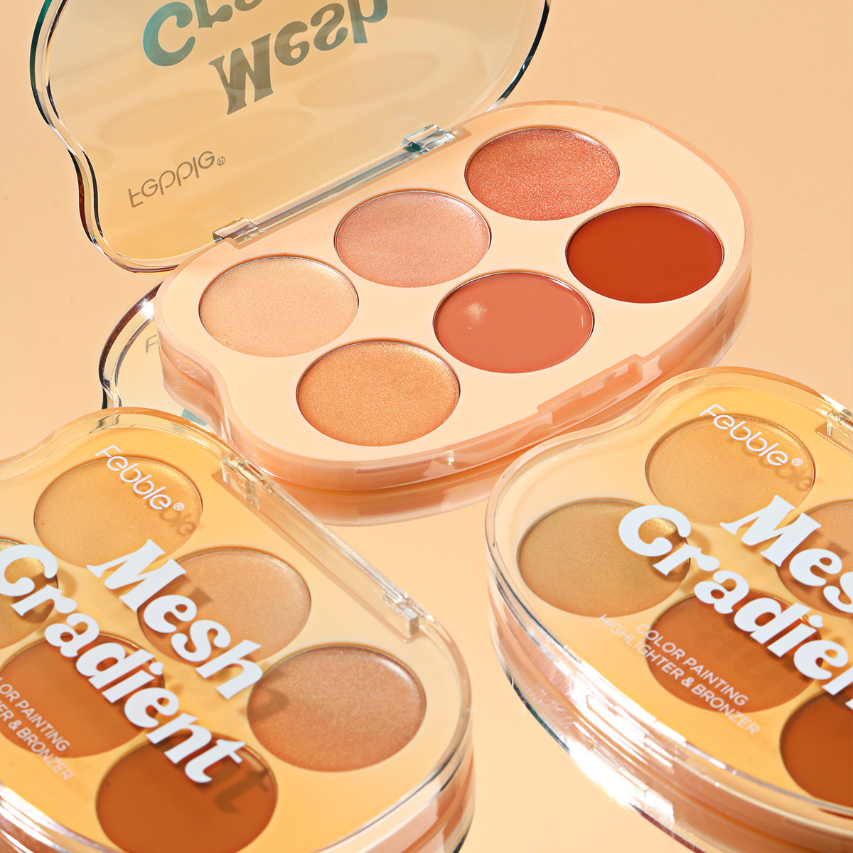 Venta caliente de maquillaje transfronterizo Febble, placa de reparación de alto brillo degradado de seis colores de alto valor FBC062