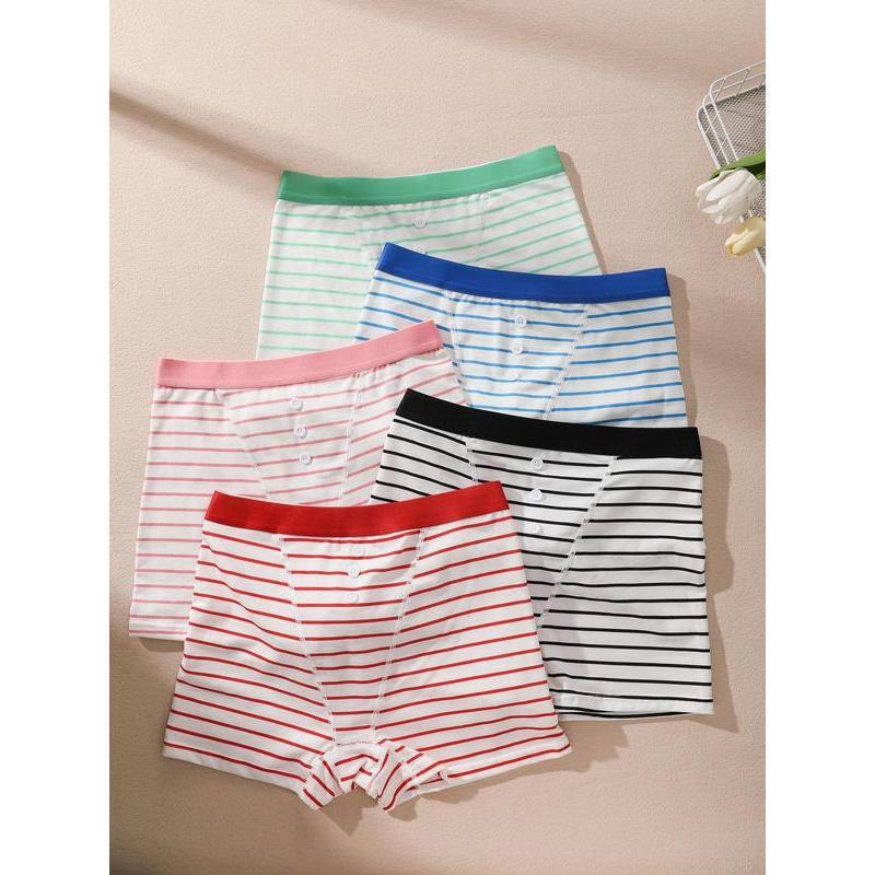 2026 Autumn and Winter Cross-Border Export New Women's Stripesd Printed Boy Shorts Intimates