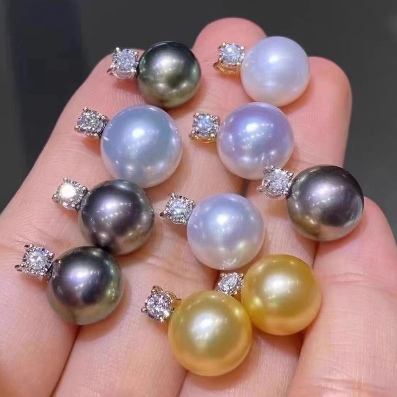 9082 DIY Pearl Accessories S925 Silver Set Base Princess Gold and Silver Pendant Earring Accessories Silver Jewelry