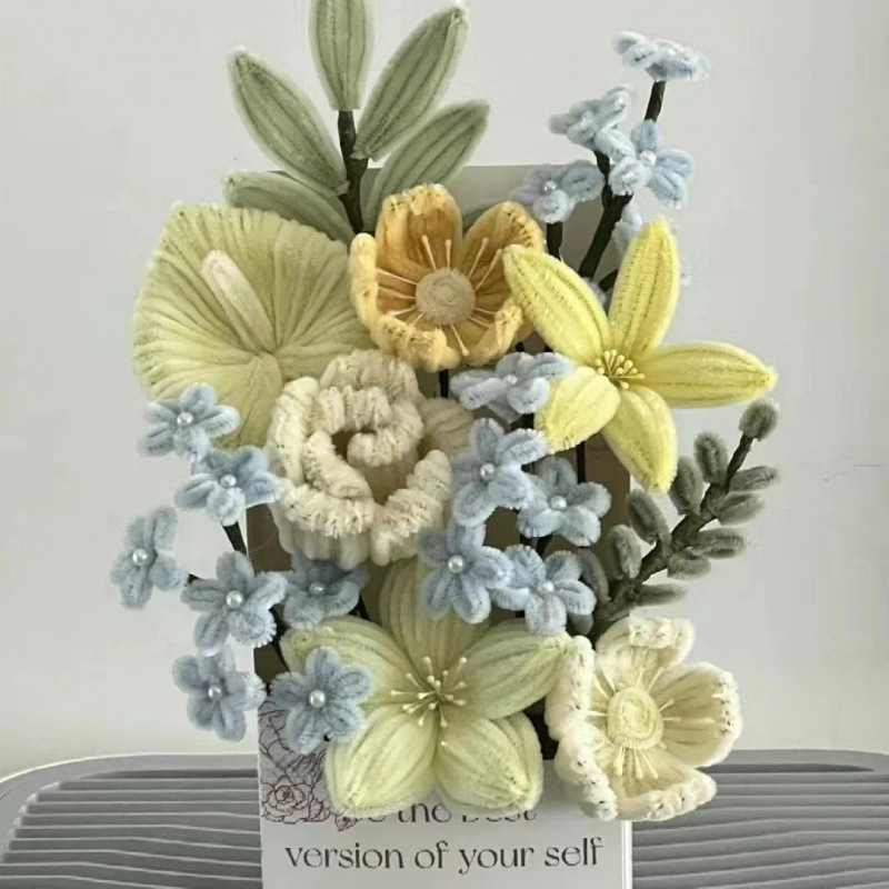扭扭棒花束向日葵花盒手工编织diy材料包郁金香母亲节礼物摆件|undefined