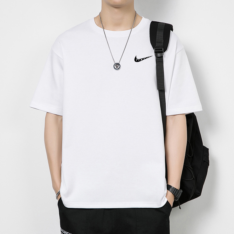 Cross-Border 2026 Pure Cotton Short-Sleeve T-Shirt for Men and Women, Summer New Heavyweight 220g Slightly Dropped Shoulder Half-Sleeve Tee, Men's Style