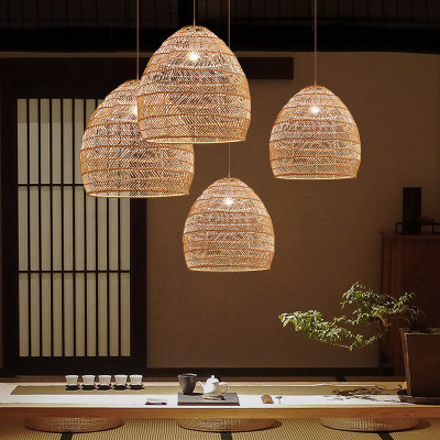 Japanese chandelier restaurant bar bedroom study lamp tea room rattan Chinese pastoral bed and breakfast tatami rattan chandelier