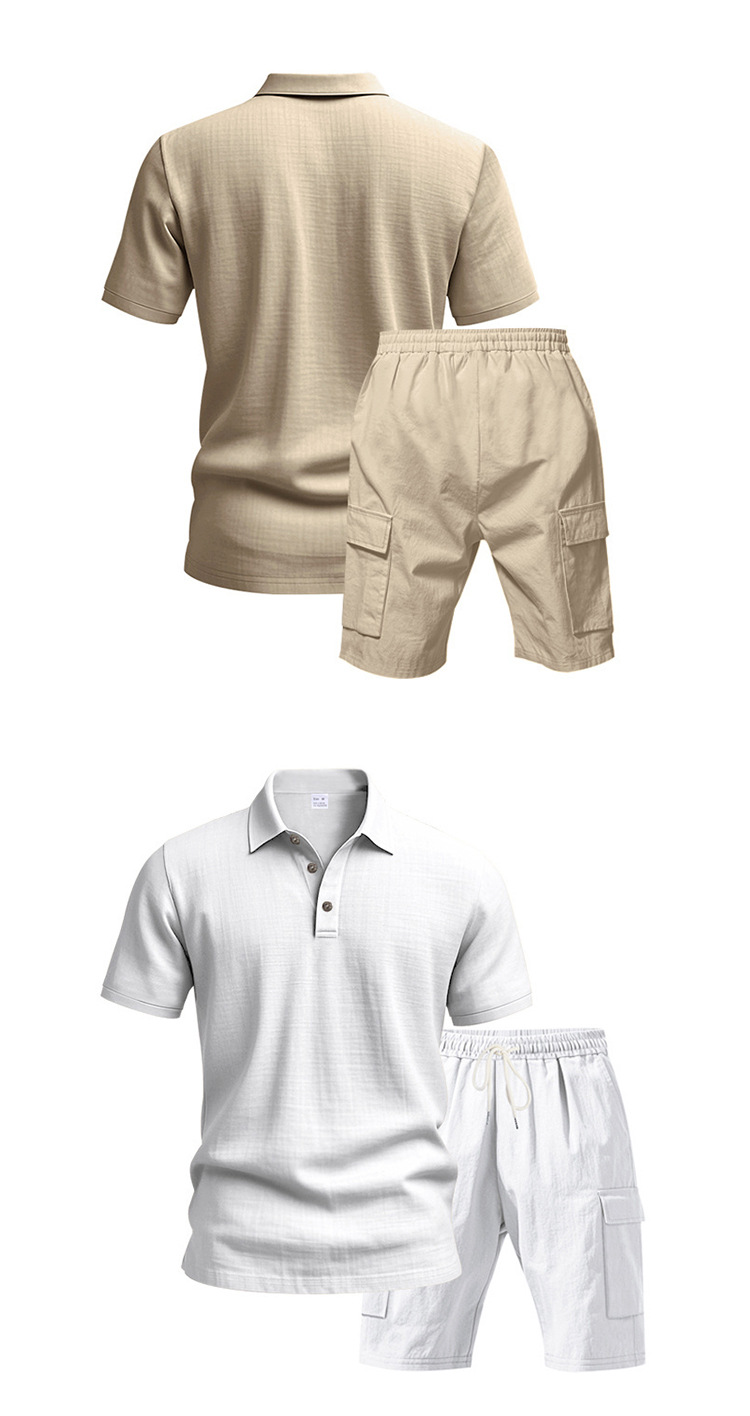 Men's Clothing Men's Summer Short Sleeved Casual Suit Style Outdoor Simple Linen Breathable Loose Fit Work Shorts_viptrois.com
