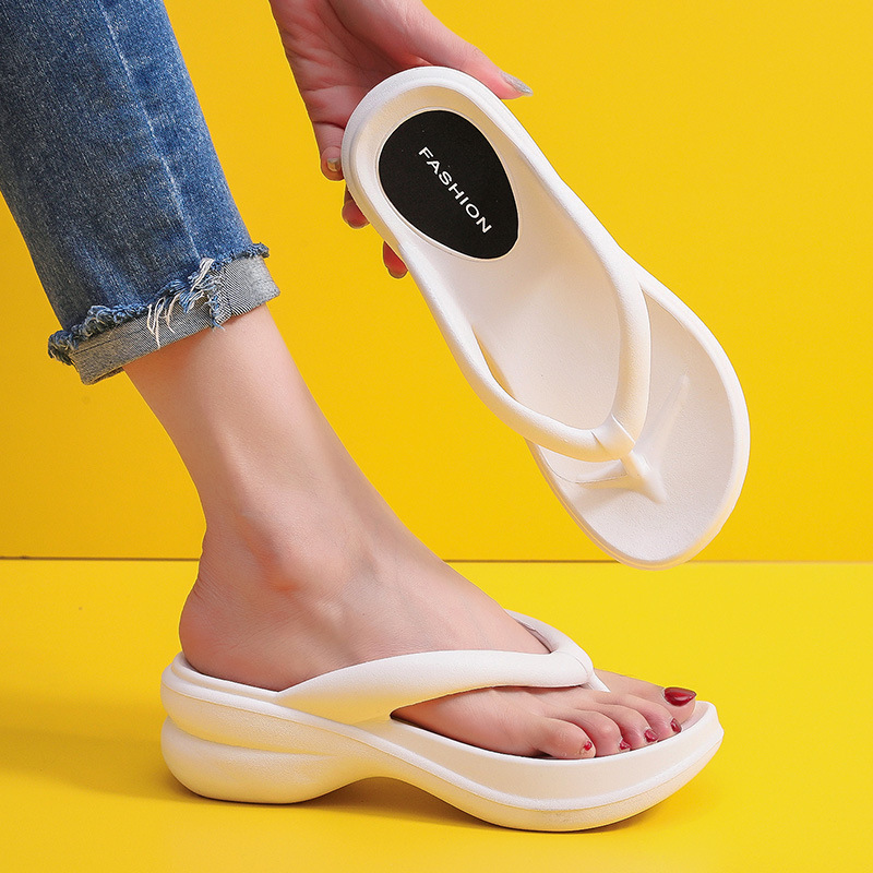 Thick-Soled Ultra-High-Heeled Flip-Flops for Outer Wear for Beach Vacation Eva Fashionable Flip-Flops with Wedge Heels
