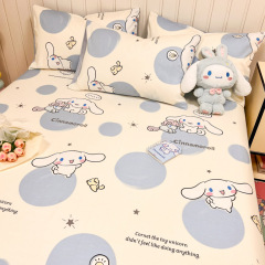 シナモンドッグ 純綿ベッドシーツ シングル 綿100 キルト シングル かわいい 子供 男の子 漫画 1.5 ボックスシーツ 3点セット