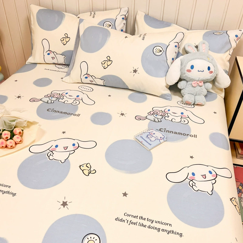 Простыня из чистого хлопка с собакой и корицей, цельная простыня из 100% хлопка, милый детский комплект с рисунком для мальчиков, простыня на 1,5 кровати, комплект из трех предметов.