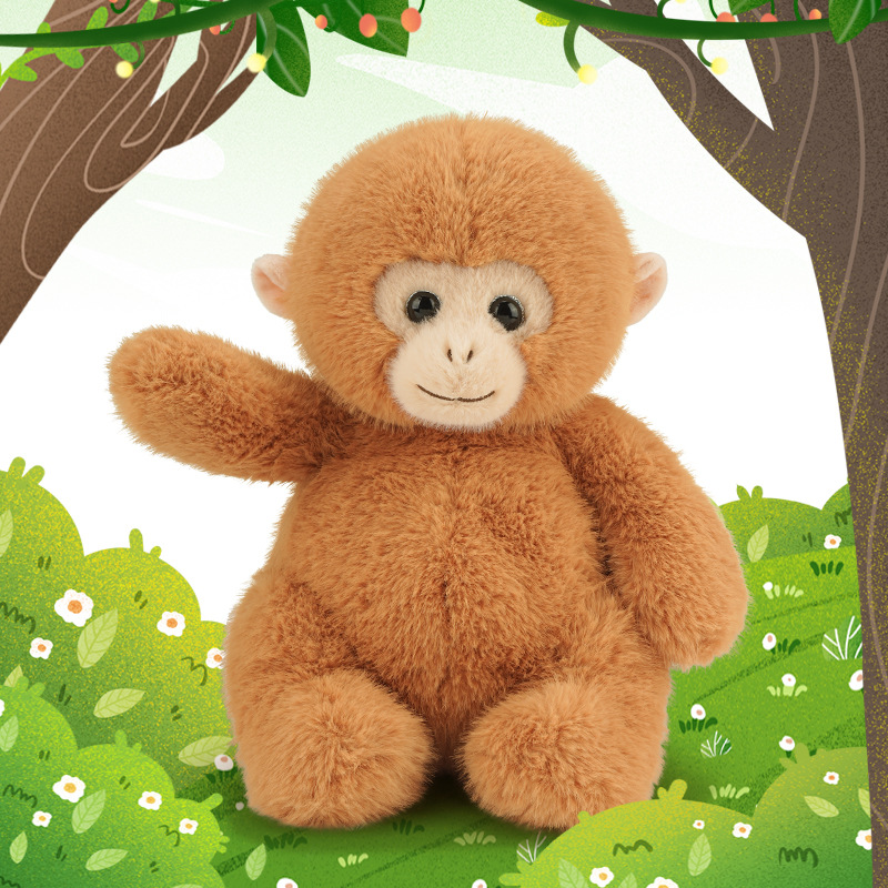 Muñeca de mono de dibujos animados mono dorado juguete de peluche muñeca de macaco zoológico orangután muñeca regalo para niños comercio exterior