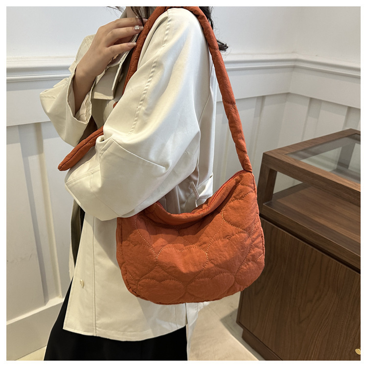 Casual, Daily Occasion Women's Down Cloth Solid Color Streetwear Square Zipper Crossbody Bag