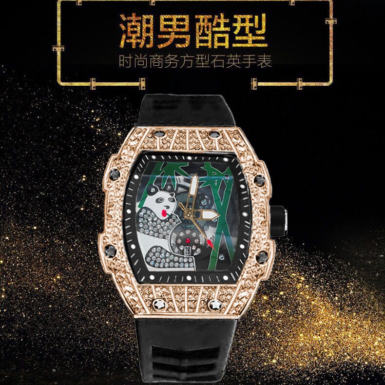 Popular Foreign Trade Men's Watch with Hollow Design, Chinese Style Panda Watch, Luminous Personality, Cool Quartz Watch, Cross-Border Popular Foreign Trade Men's Watch with Hollow Design, Chinese Style Panda Watch, Luminous Personality, Cool Quartz Watch, Cross-Border