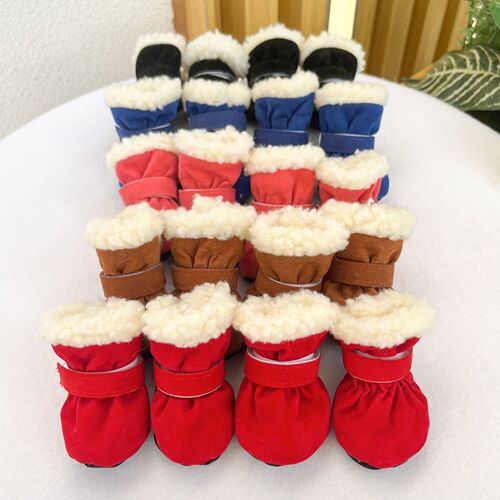 Wholesale Pet Small Dogs Winter Fleece Thick Soft Sole Non-slip Shoes Dog Shoes