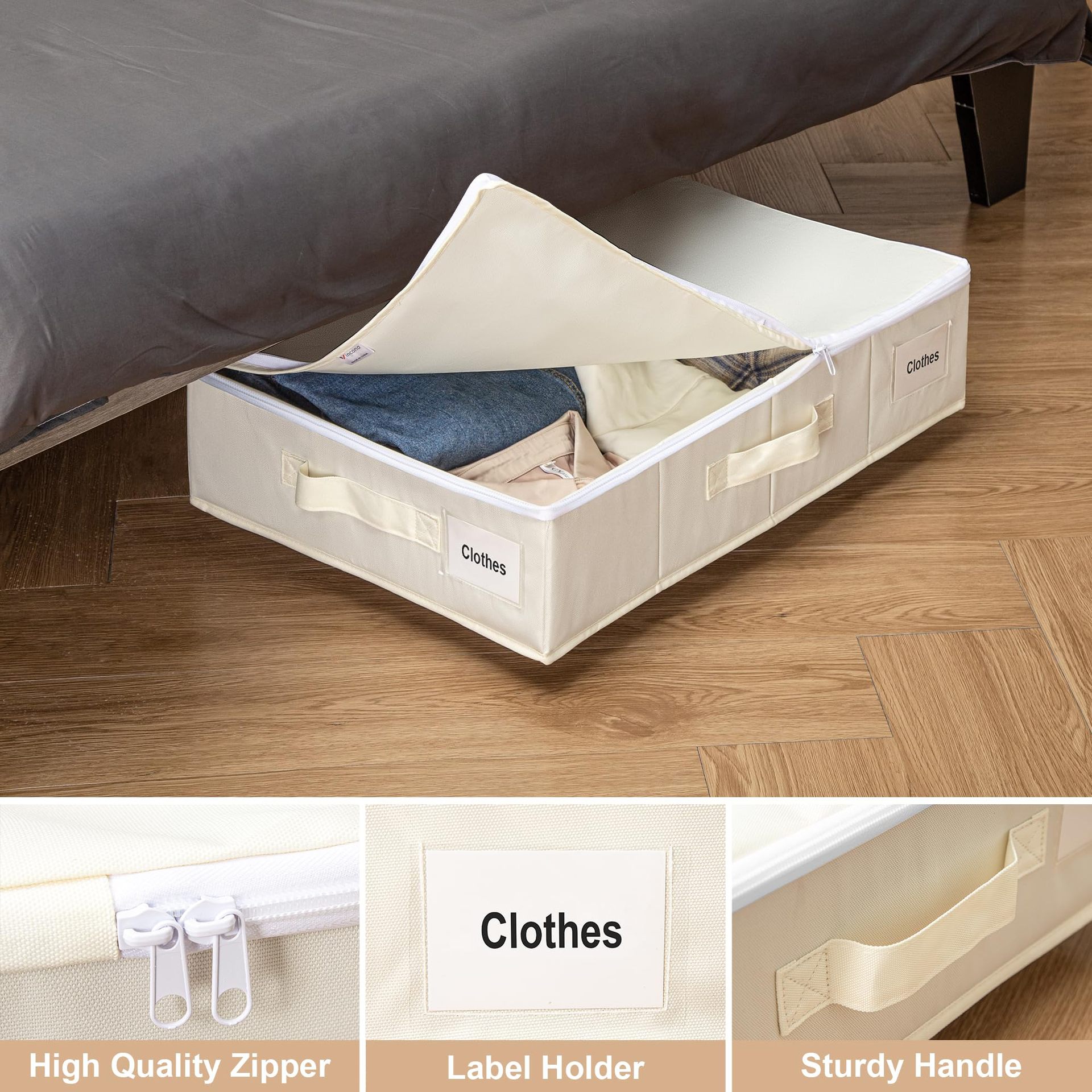 Foldable Under Bed Storage Box With Wheels, Dustproof Rolling Storage Organizer For Clothes, Shoes, Sundries, Bedroom Home Space Saving Container_maomaolike.com