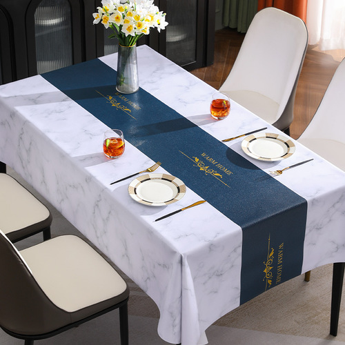 New Chinese style crown marble tablecloth wholesale waterproof, oil-proof and scalding pvc rectangular tablecloth coffee table cloth cross-border