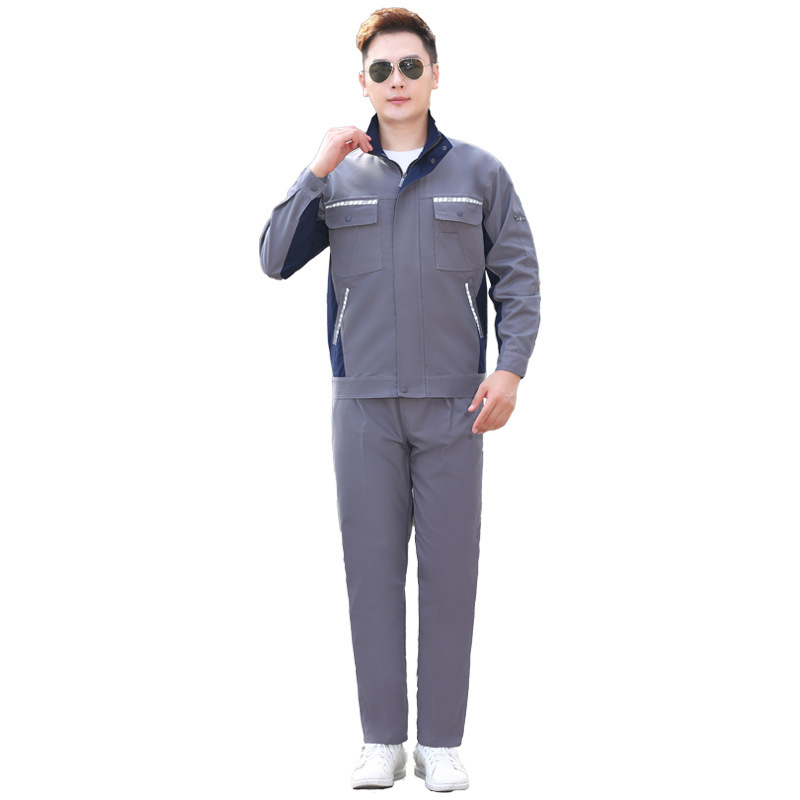 スタンドカラー耐摩耗性作業服スーツメンズ春と秋の労働保護服カスタム反射起毛自動車修理ワークショップ 20 鉄鋼工場服|undefined
