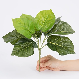 厂家直销仿真绿植9头玉萝大叶子龟背叶春雨叶植物墙配草插花装饰