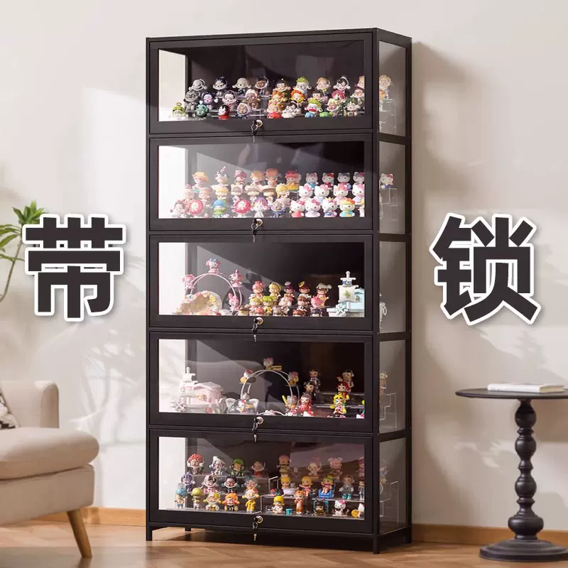 手办展示柜带锁亚克力展示架透明防尘模型公仔娃娃盲盒谷子展示盒